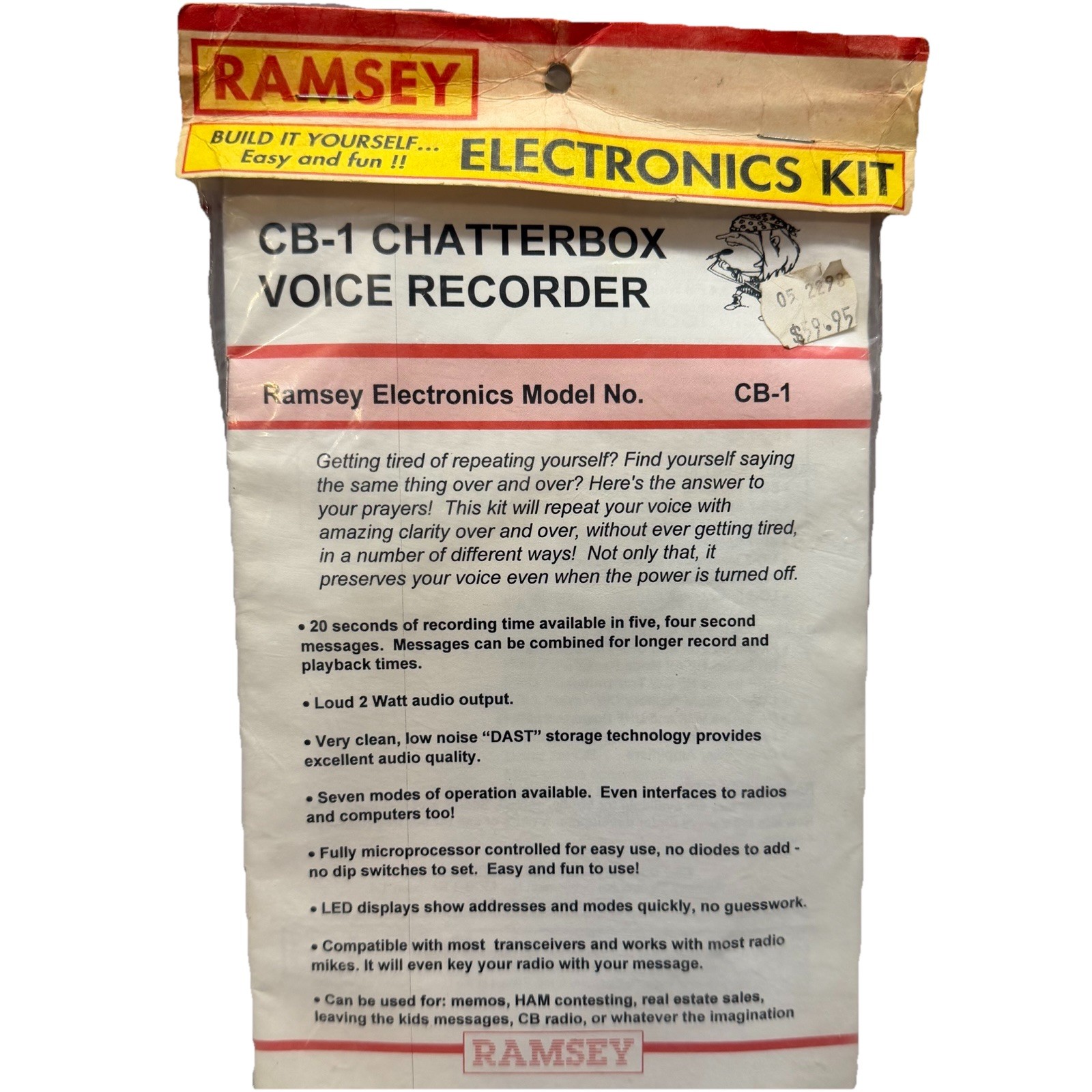 Vintage Ramsey Electronics CB-1 Chatterbox Voice Recorder Kit Sealed USA Made