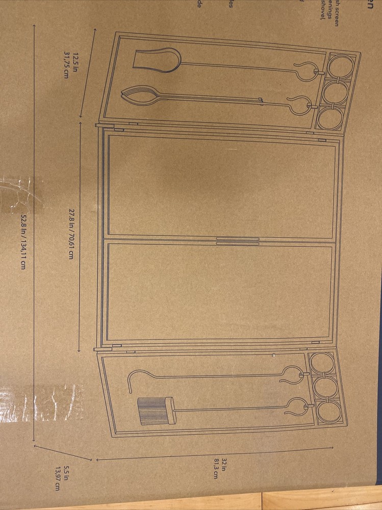 Style Selections 4-Panel Black Powder Coated Fireplace Screen & 4 Piece Tool Set