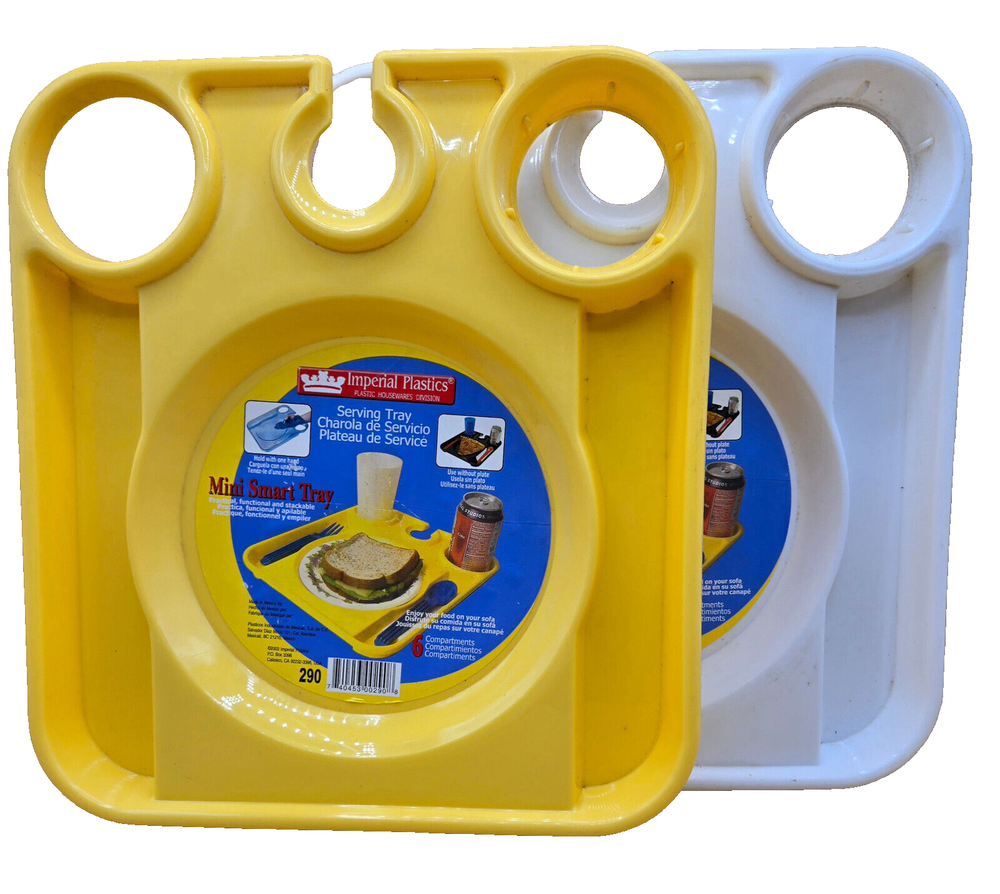 (2) 2003 Imperial Plastics MINI SMART SERVING TRAYS 6-Compartment Divided, NEW