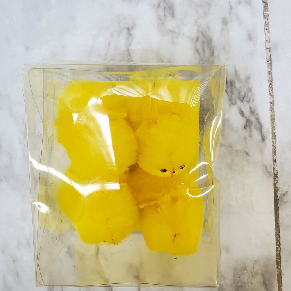 4 Easter Chenille Large Yellow Chicks 1 inches