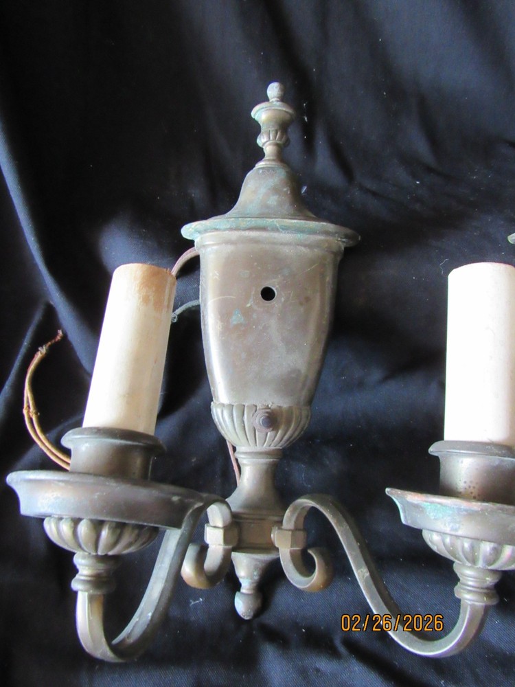 Set 2 Antique Wall Sconce Lights Solid Brass for COMPLETE RESTORATION