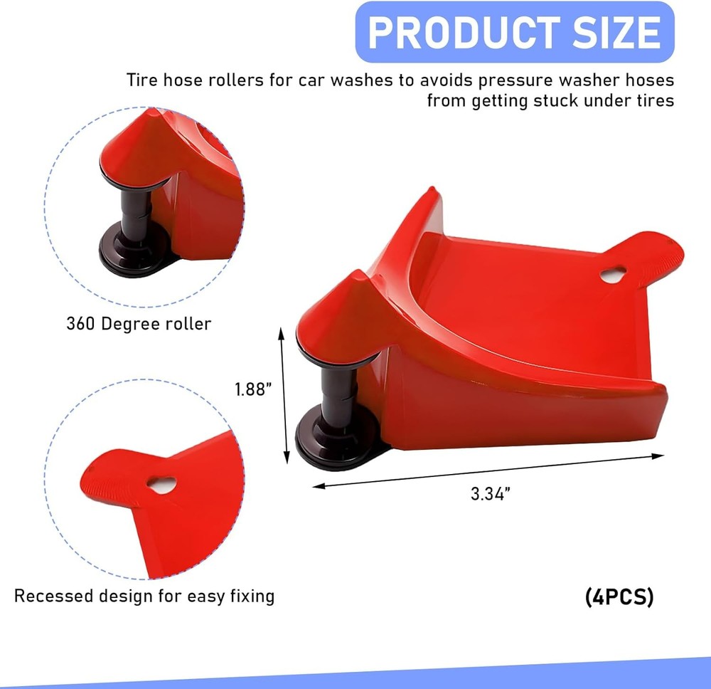 4 PCS Hose Guide, Durable Plastic Tire Hose Guide Preventing Stucking -Red