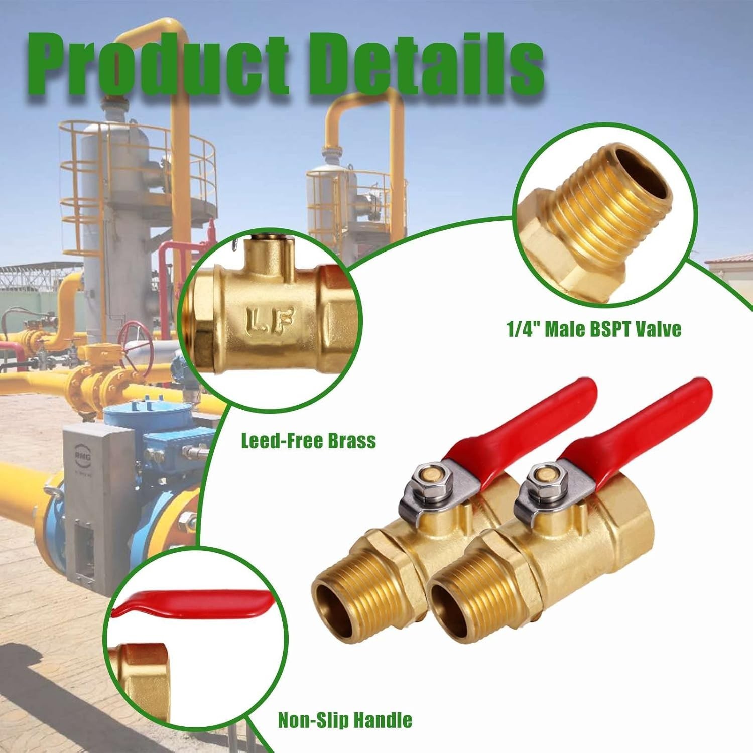 2PCS 3/8" Male Female NPT Brass Ball Valve for Water Pipe Fitting Air Compressor