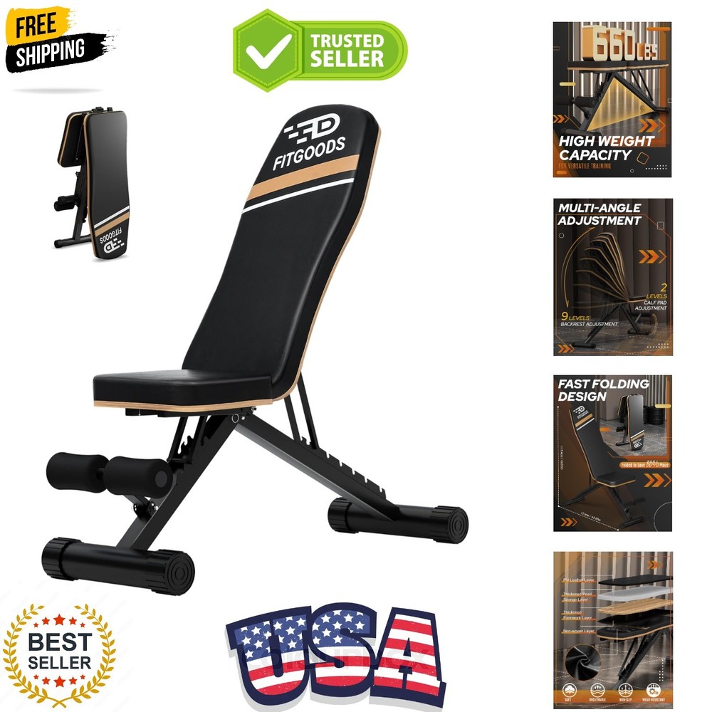 Space-Saving Adjustable Weight Bench - Incline & Decline for Full-Body Training