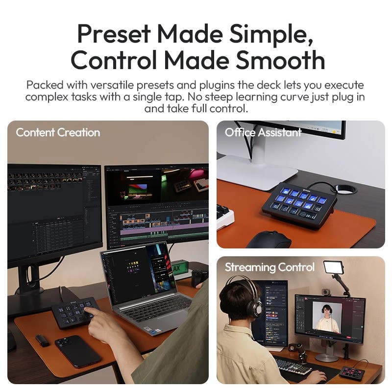 Ulanzi D200H Deck Dock 7in1 Streaming Controller Hub Visual Keyboard For PC Mac