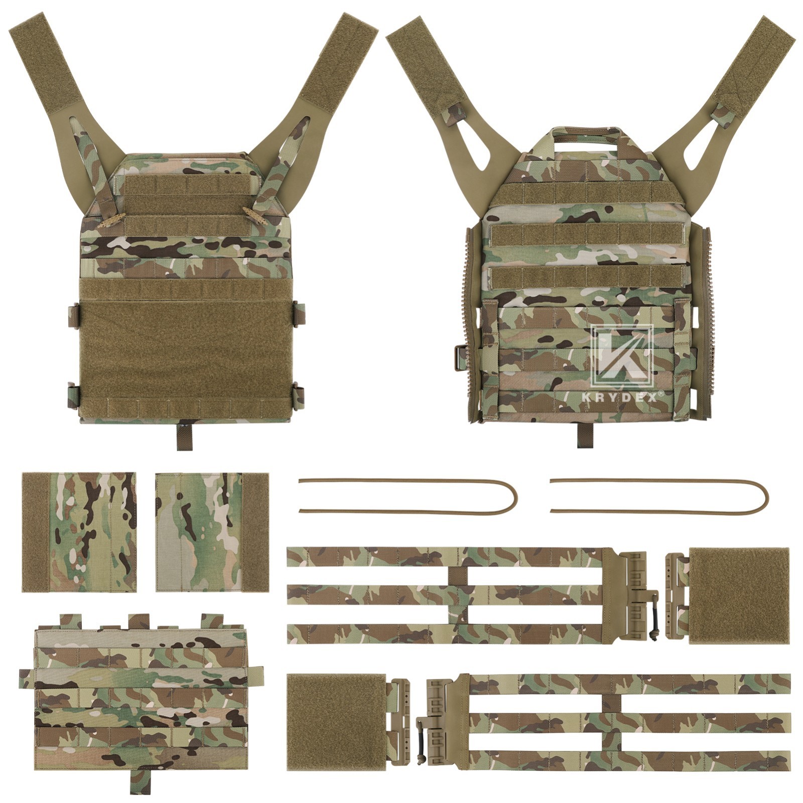 KRYDEX JPC2.0 Tactical Plate Carrier MOLLE Panel Quick Release Vest Camouflag MC