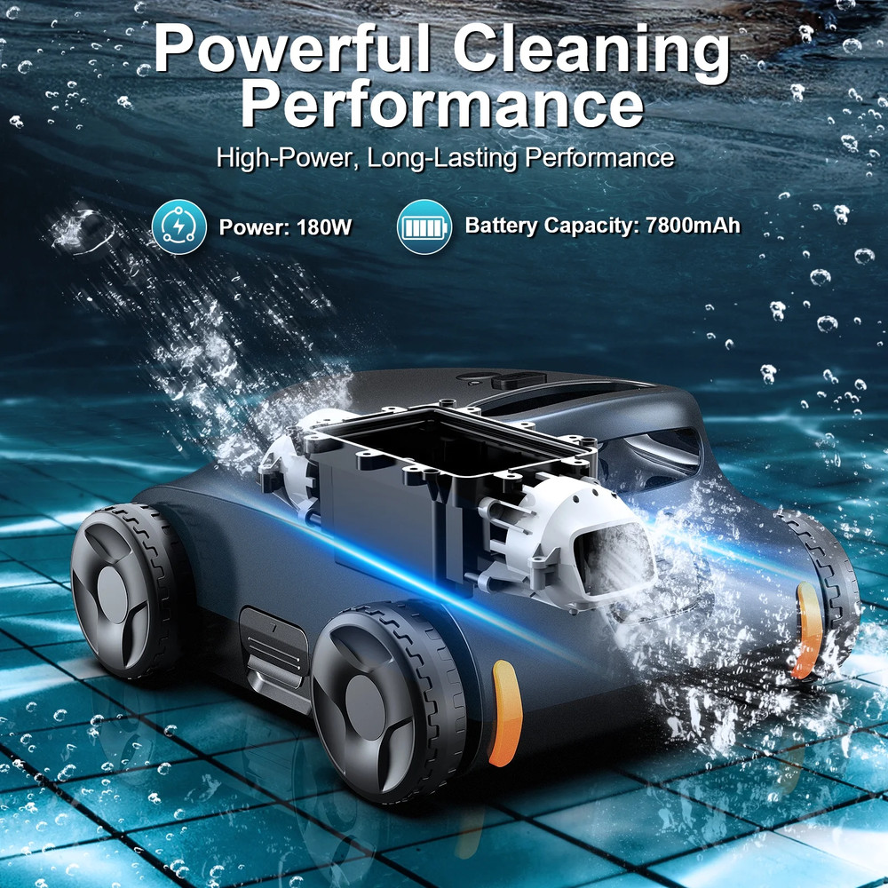 Seauto SAT 10 Automatic Pool Vacuum - 180 Min Runtime Robotic Pool Cleaner with