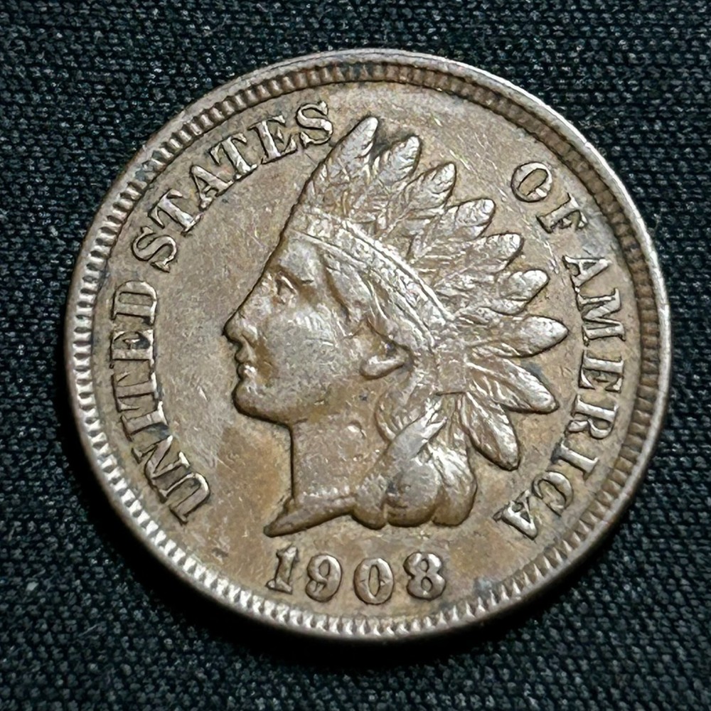 1908 Indian Head Cent Philadelphia Mint Very Fine Condition