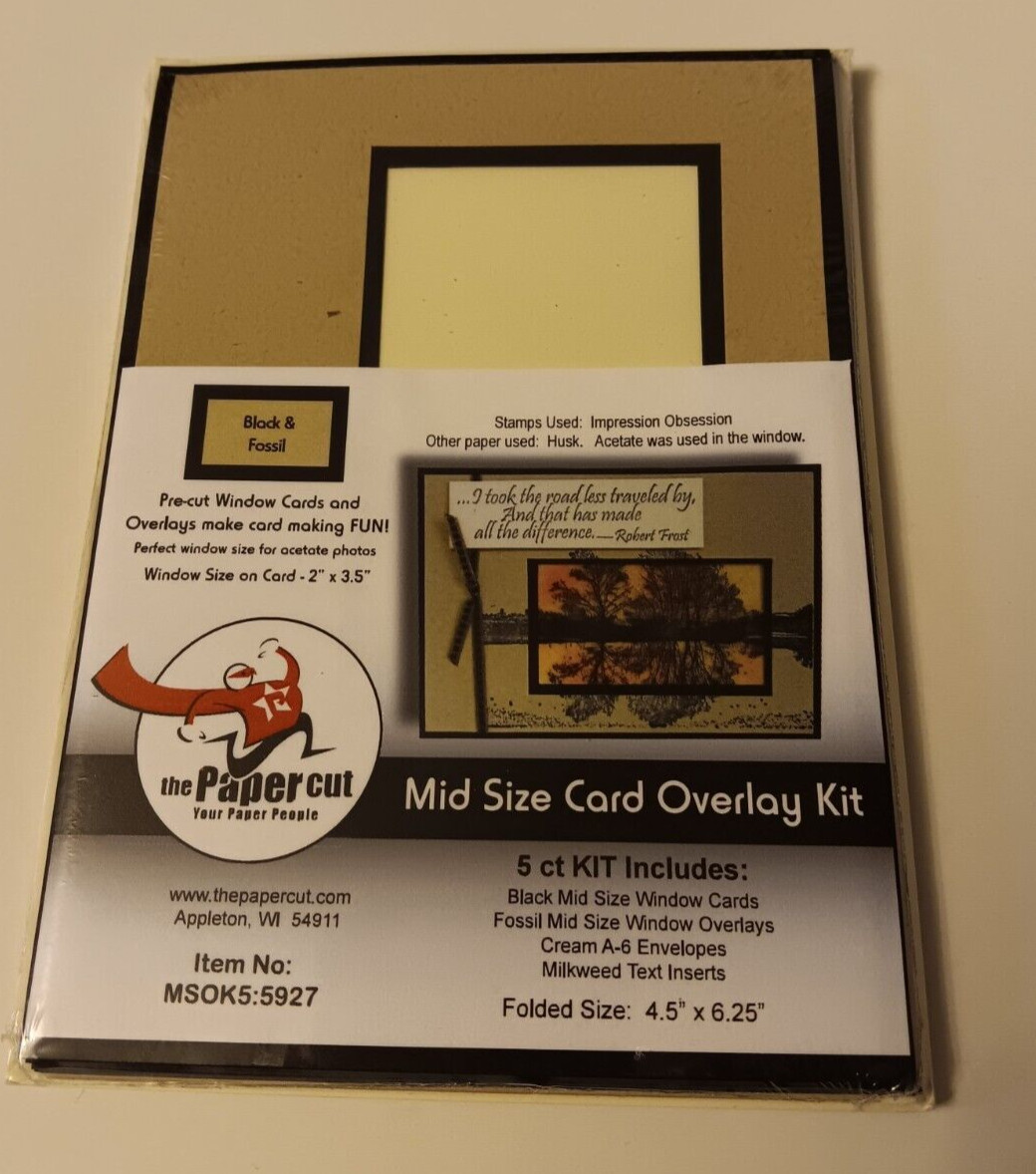The Paper Cut Mid Size Card Overlay Kit Pre-Cut windows A-6 Fossil Black Cream