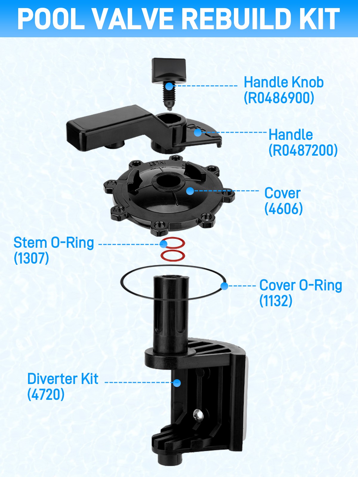 2PCS Pool Diverter Valve 4720 Rebuild Kit Complete For Zodiac Jandy 2-way/3-way