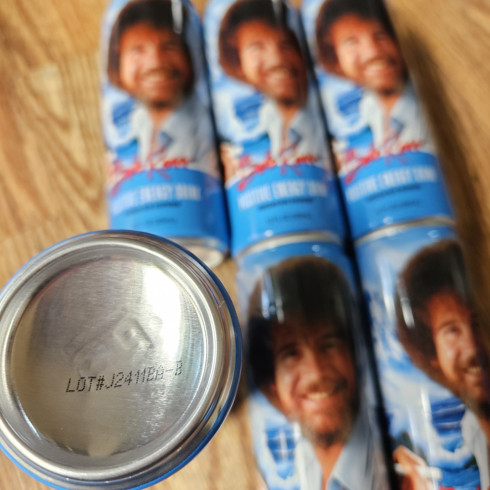 Lot Of 6 Bob Ross Positive Energy Drink Prussian blue Raspberry Caffeine 12oz