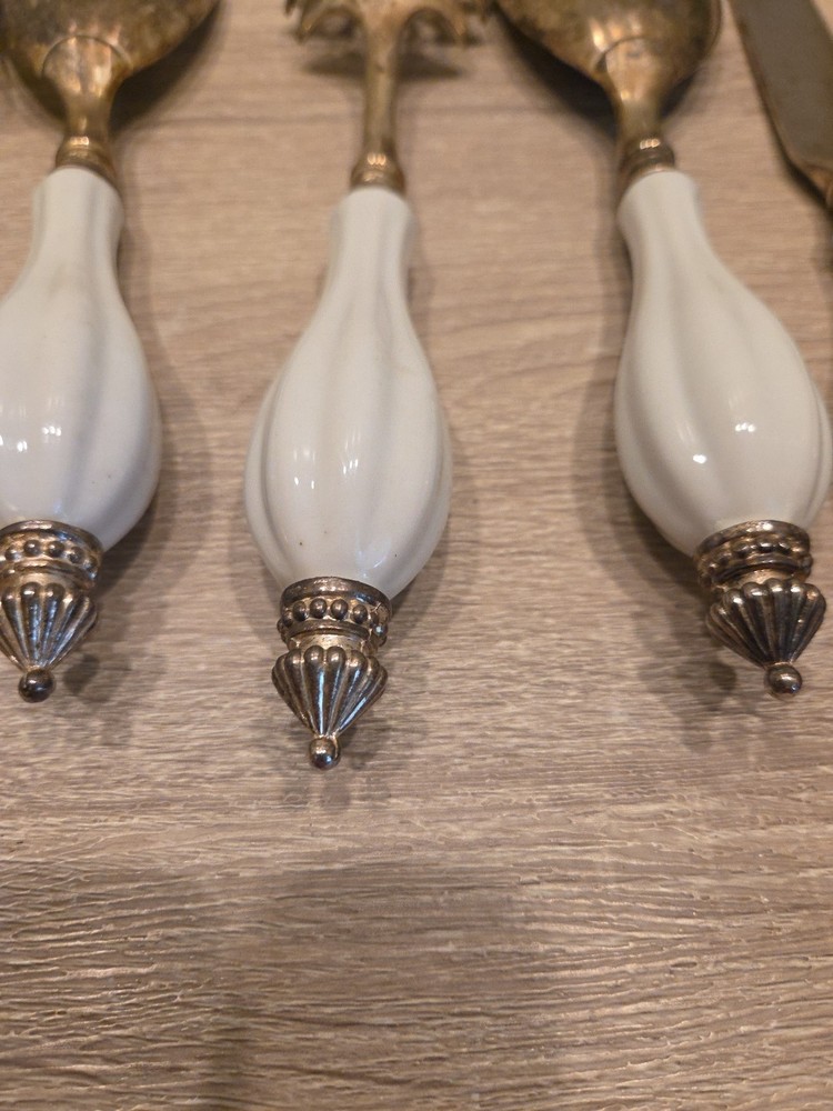 Godinger Vintage Hostess 5 pc Serving set-Silver Plated with Porcelain Handles