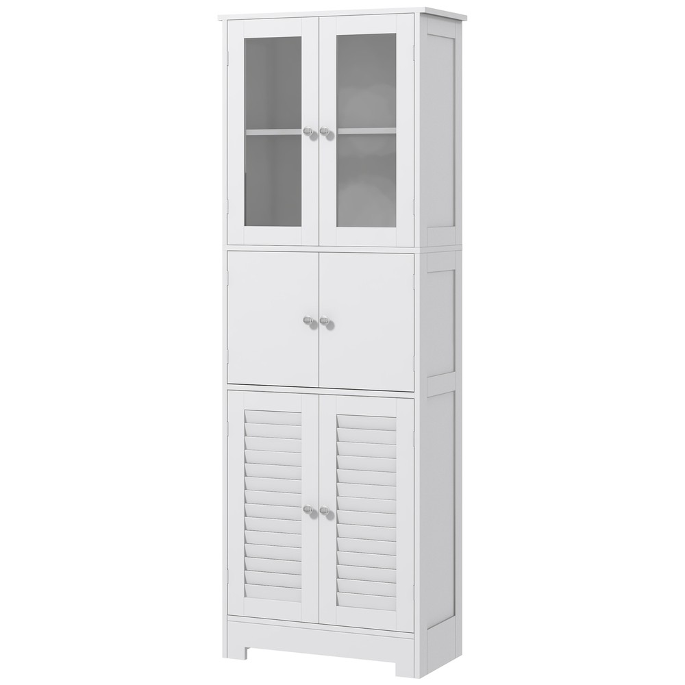 Tall Bathroom Storage Cabinet with 6 Doors, Adjustable Shelf