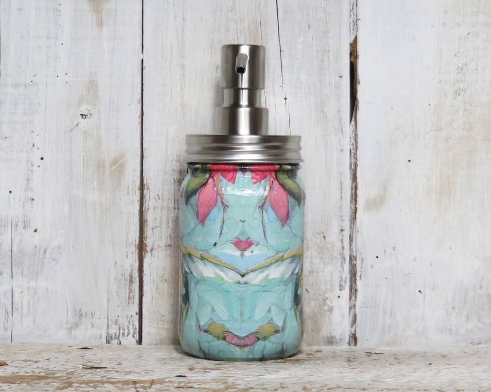 Ruby Throated Hummingbird Soap Dispenser Decoupage
