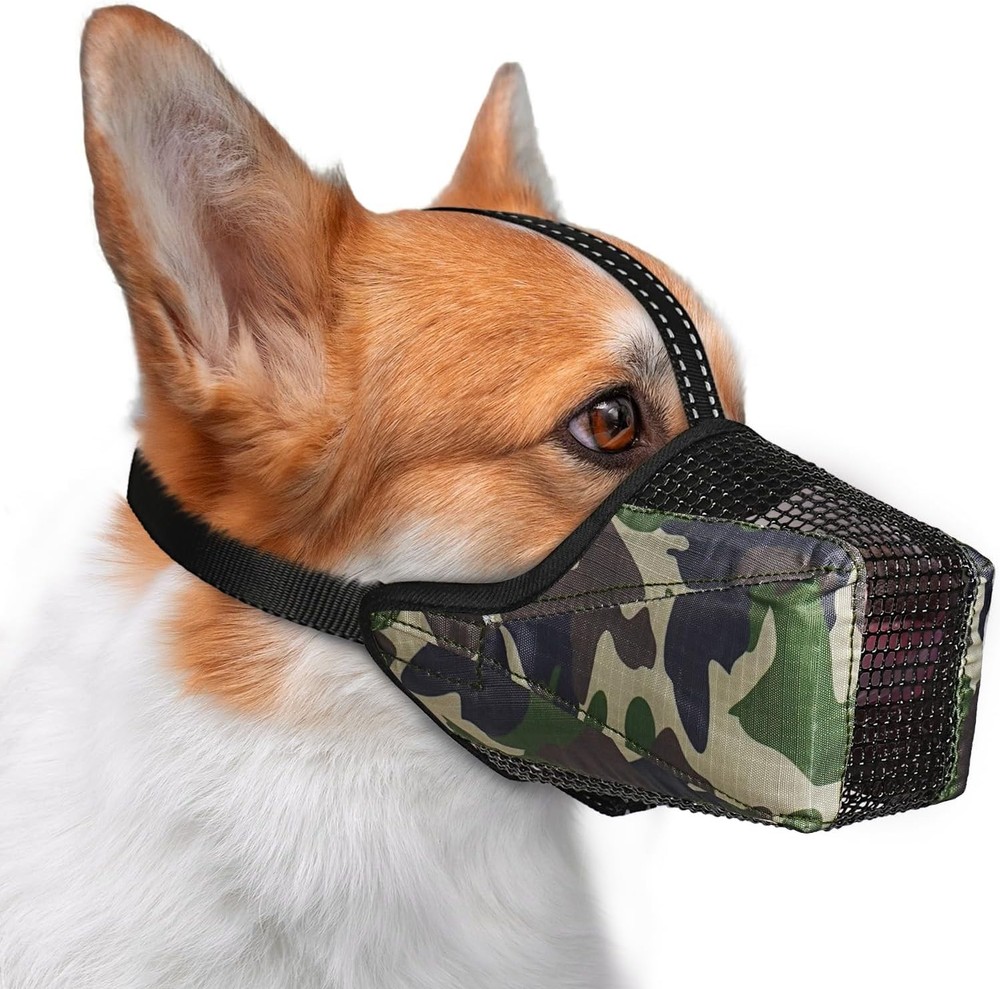 Mesh Dog Muzzle Breathable Soft Dog Muzzle W/ Reflective Straps Secure Fit