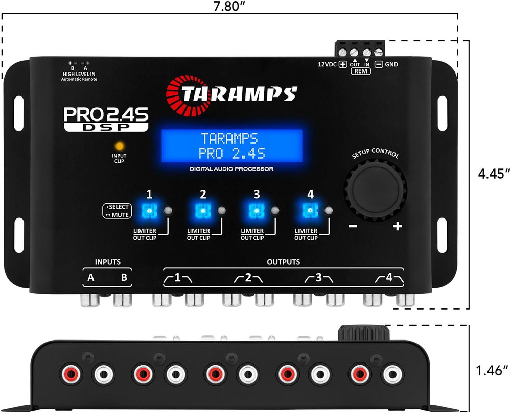 Taramps Pro 2.4S DSP Crossover Full Digital Signal Processor and Equalizer with