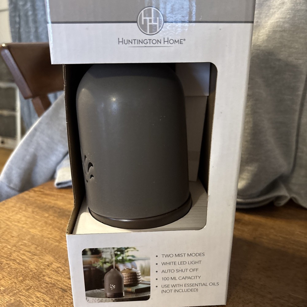 HUNTINGTON HOME COOL MIST ULTRASONIC DIFFUSER NEW GREY Two Mist Modes