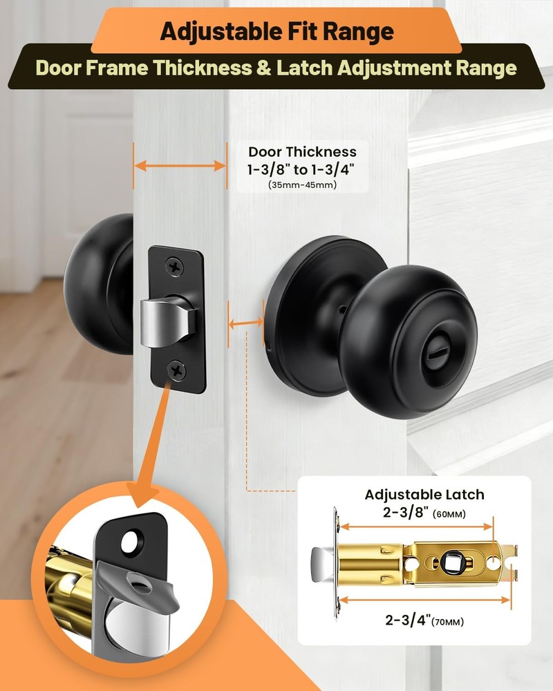 10 Pack Black Door Knobs, Privacy Door Knobs Interior Door Knob for Bedroom US..