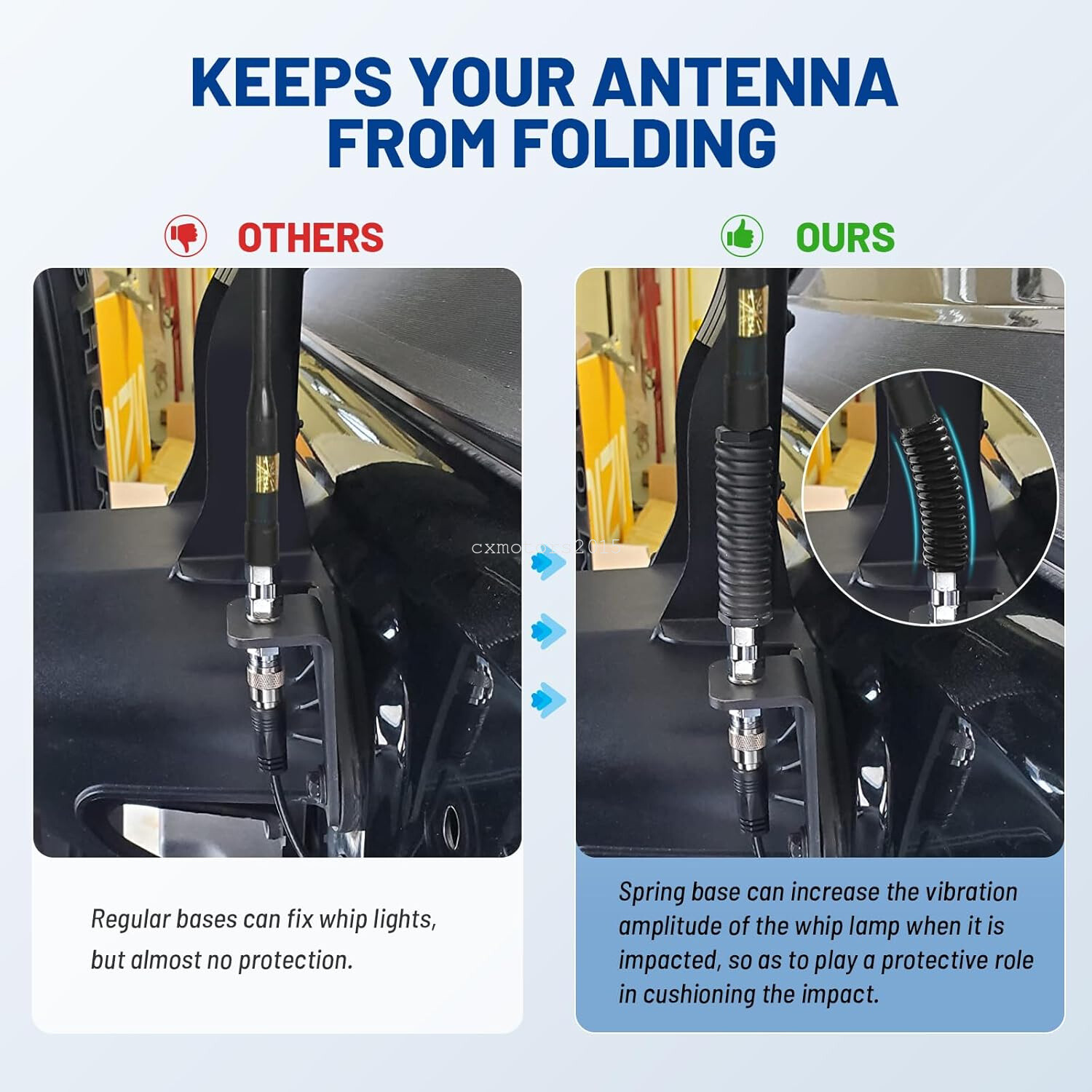 SS-3H Heavy Duty CB Radio Antenna Spring Mount 3/8" x 24 Threads UTV ATV Trucks