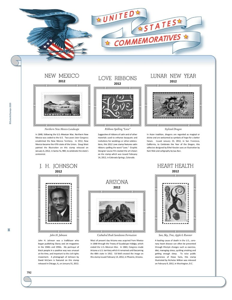 2012 U.S. Commemorative Singles COMPLETE Supplement (White Ace Alternative)