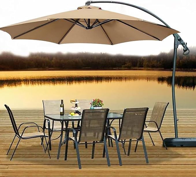 10Ft 8 Ribs Patio Umbrella Replacement Canopy Double-Layer Offset Cantilever ...