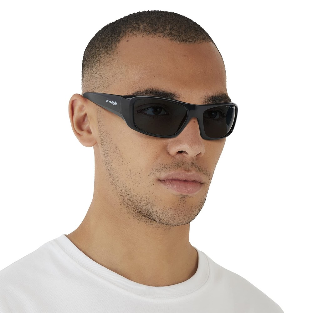 ARNETTE mens An 4182 Rectangular Sunglasses Gloss Black/Dark Grey Polarized
