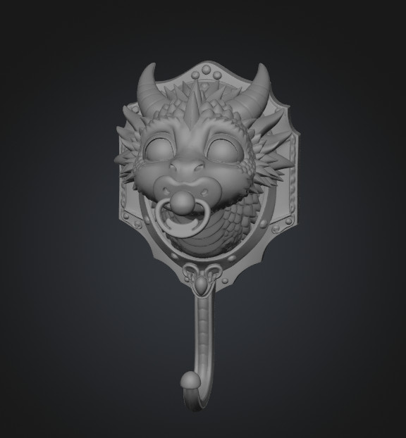 Baby Dragon Wall Hook STL File for 3D Printing