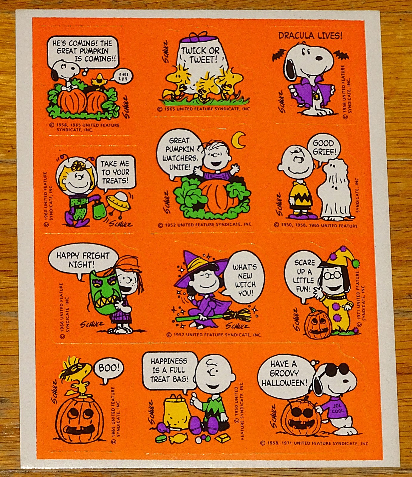 VINTAGE HALLMARK PEANUTS~CHARLIE BROWN~SNOOPY~GREAT PUMPKIN HALLOWEEN STICKERS