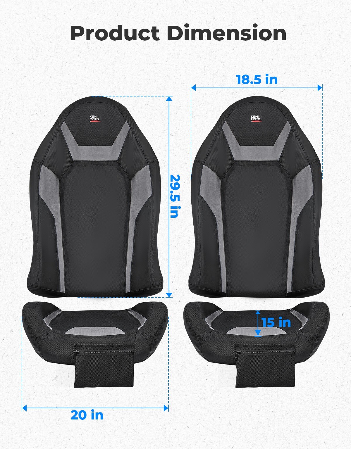 KEMIMOTO 1680D UTV Seat Covers W/ Pocket for Polaris RZR XP 1000 2014-2023