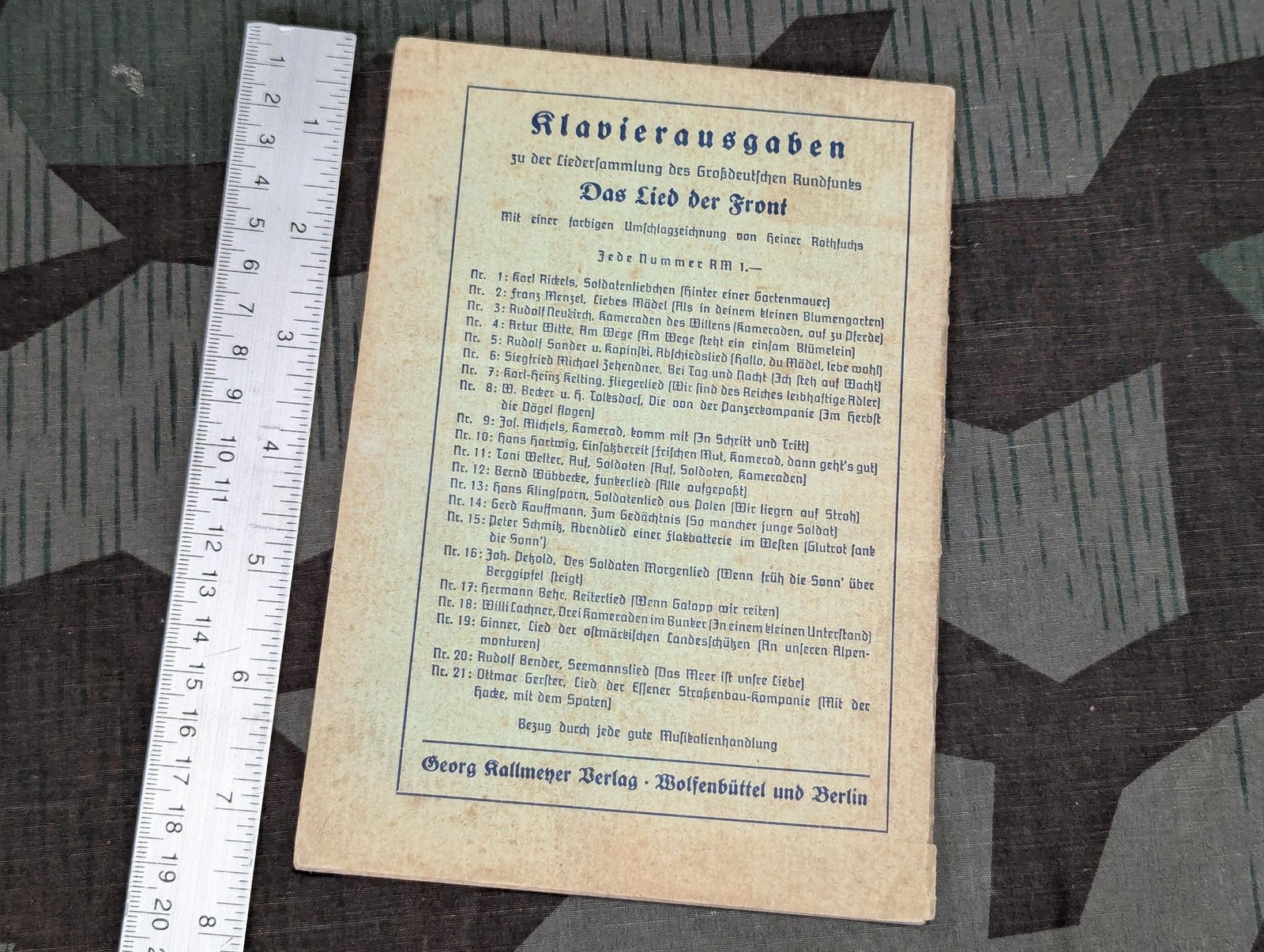 WWII German 1940 Das Lied der Front Soldier Song Book Heft 3 Original Wehrmacht