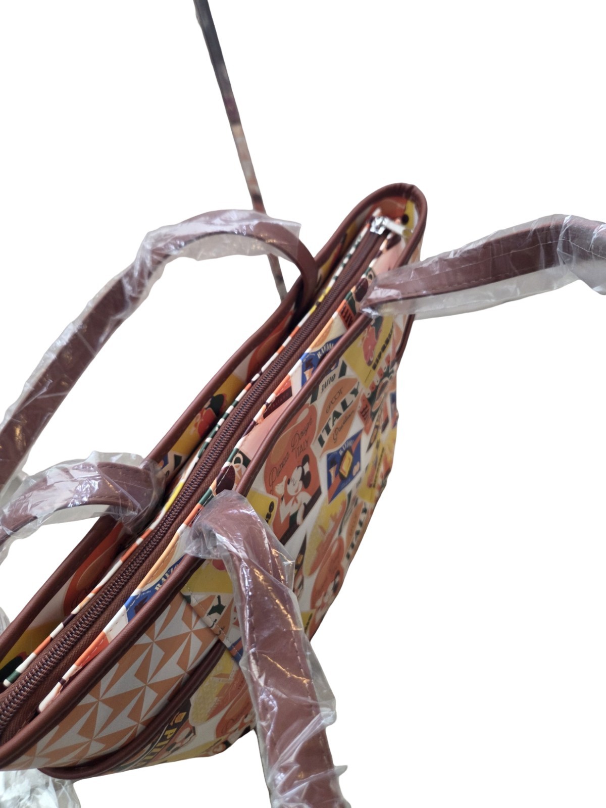 Disney Parks Epcot Italy Pavilion Mickey & Minnie Zippered Tote Bag NEW