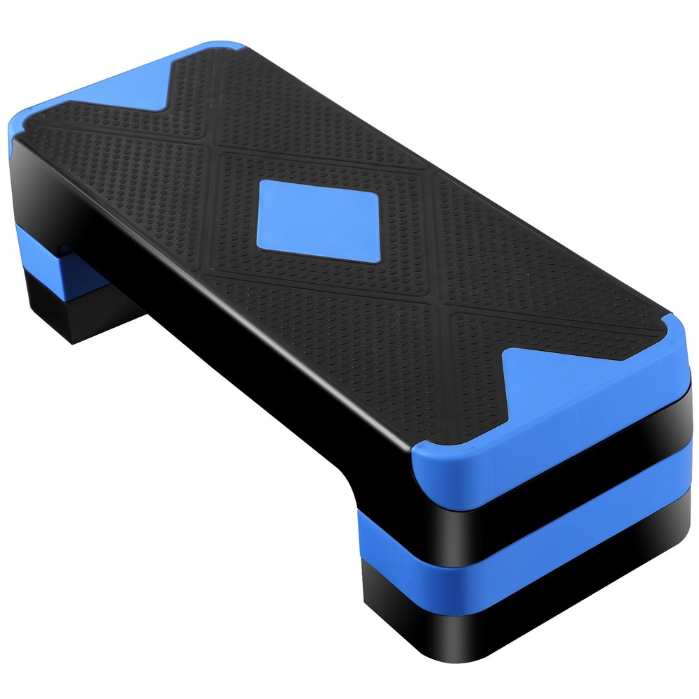 Aerobic Step Platform Exercise Step Adjustable Height 4"-6''-8' w/4 Risers Blue