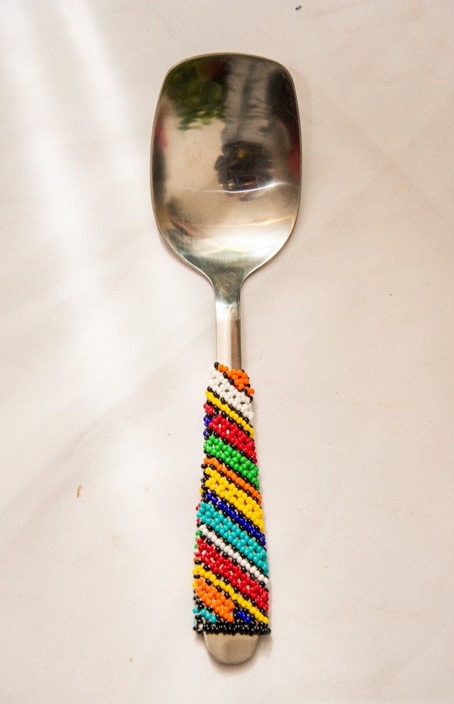 stainless steel beaded dishing spoon