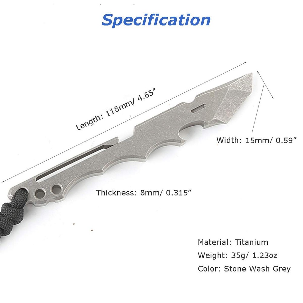 Titanium Pry Bar EDC Multi Tool with Bottle Opener Box Opener Clip Function (...
