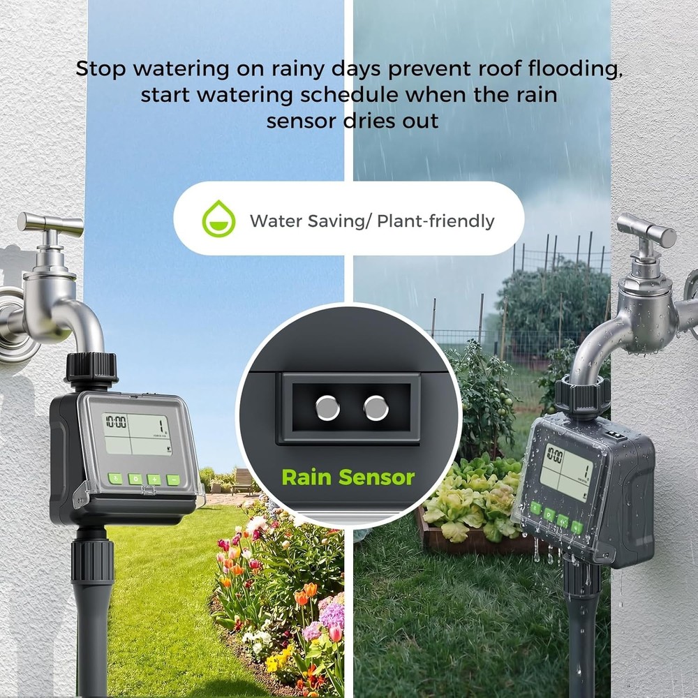 Sprinkler Timer for Garden Hose, Programmable Watering Timer with Rain Delay, Ou