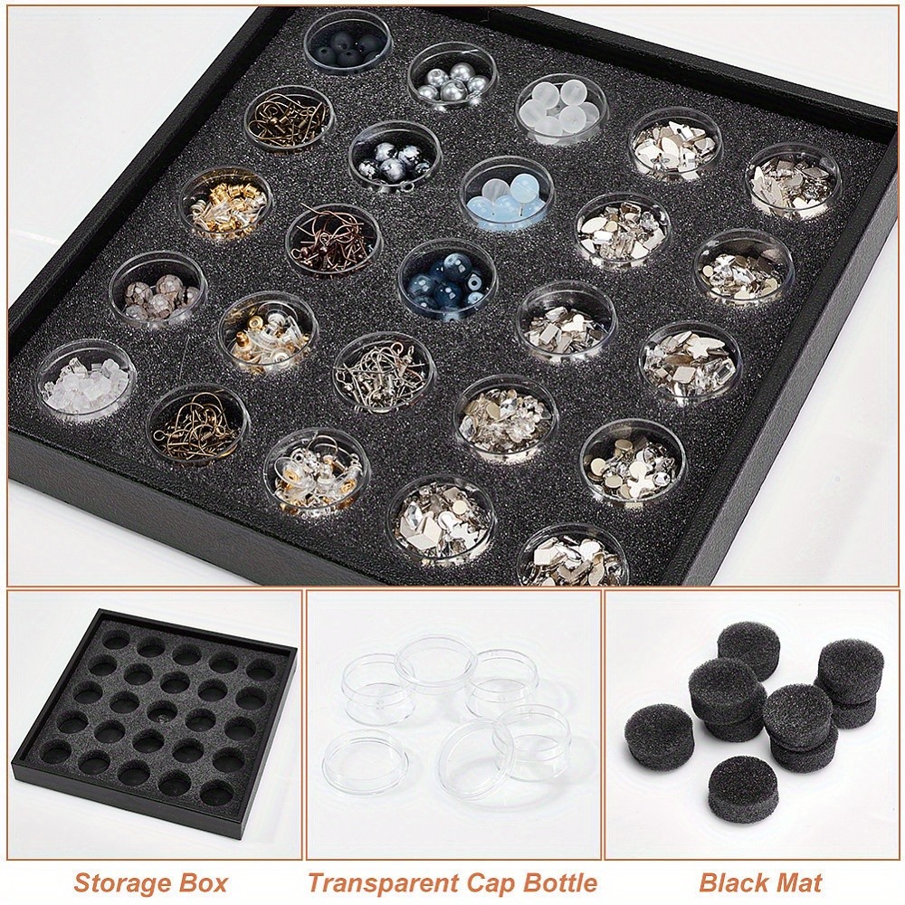 1Set 25pcs Diamond Gemstone Display Box Clear Small Round Plastic Beads