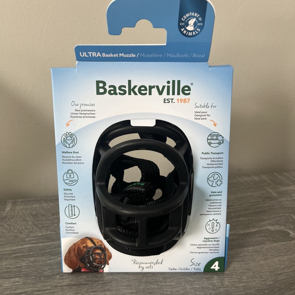 BASKERVILLE | Ulta Dog Rubber Muzzle | Black | Size 4/Medium | Adjustable-(021)