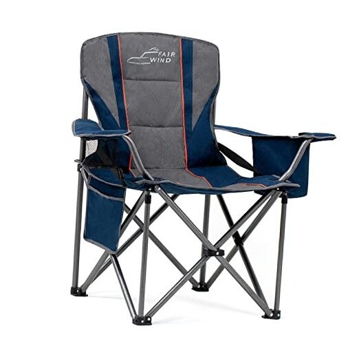 Oversized Fully Padded Camping Chair with Lumbar Support, Single Pack Blue