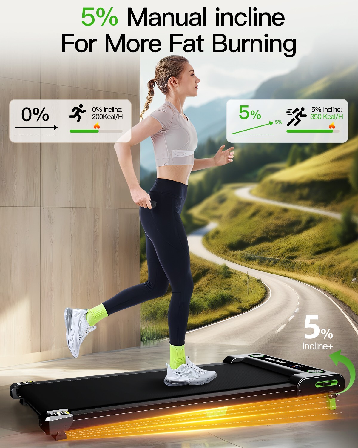 Walking Pad Under Desk Treadmill Quiet 300 LBS Capacity Portable with Remote