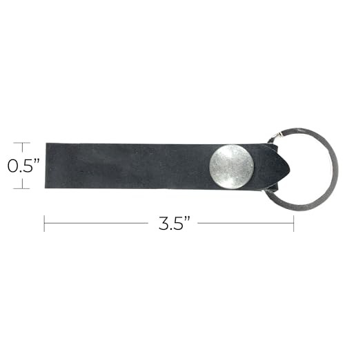 , Rustic Keychain with Belt Loop, Keyring Organizer, Slim Strap Charcoal Black