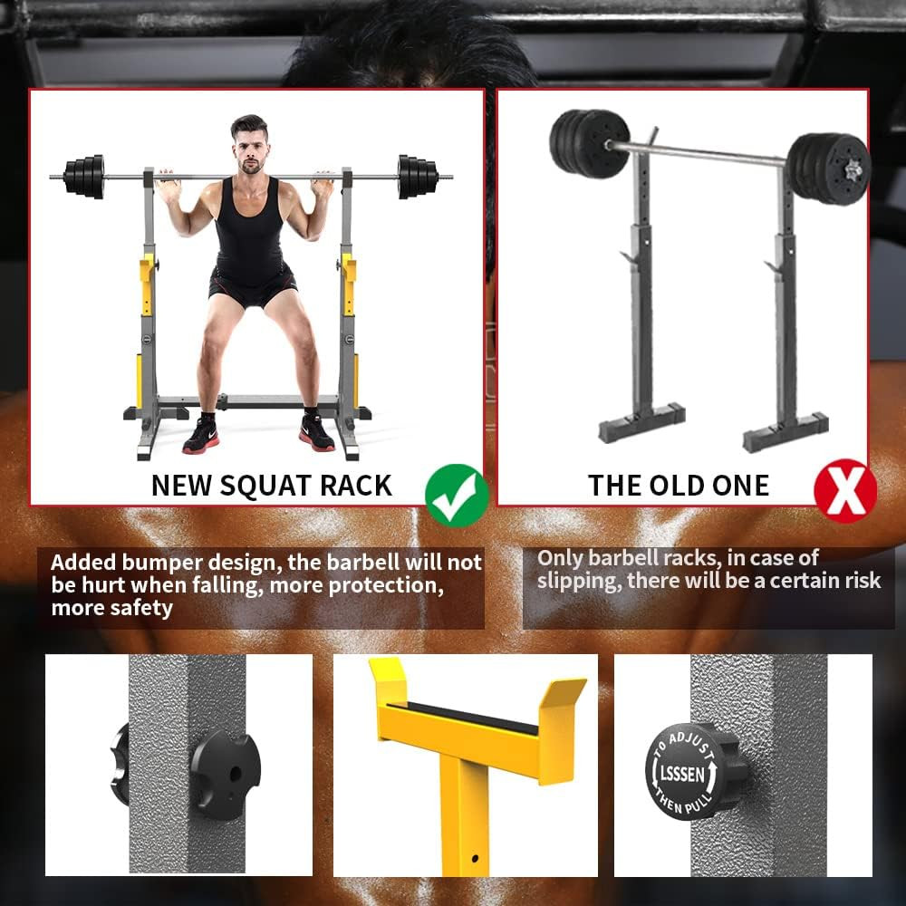 Adjustable Squat Rack,Multi-Function Barbell Rack for Weight Lifting and Home Gy