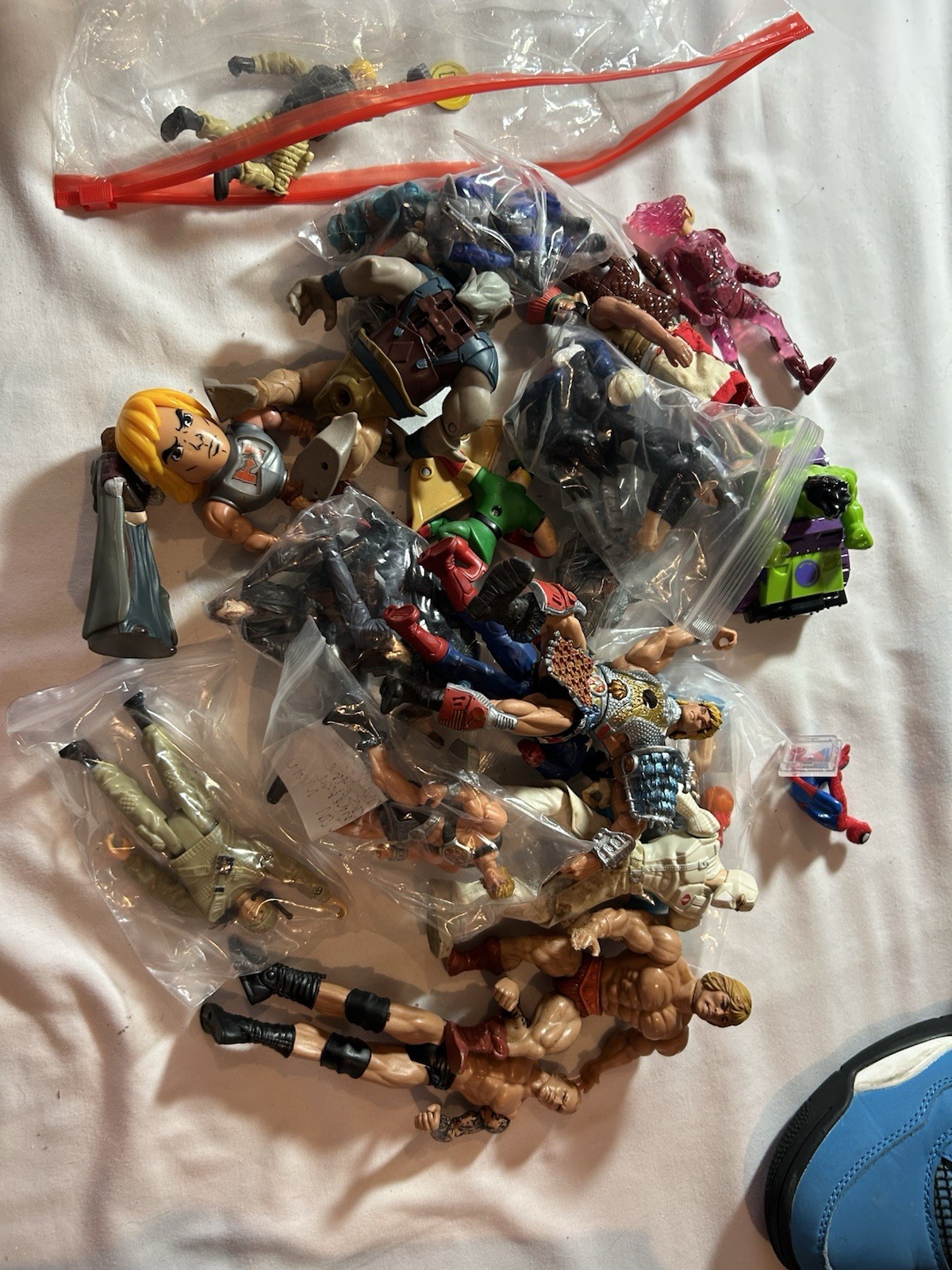 Mattel Action Figures Lot He-Man Spider-Man Plastic Masters Marvel 10+ Pack