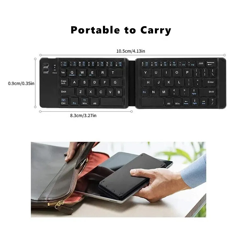 Mini Folding Keyboard Bluetooth Wireless Mobile Phone Android iOS iPhone 15/14/X