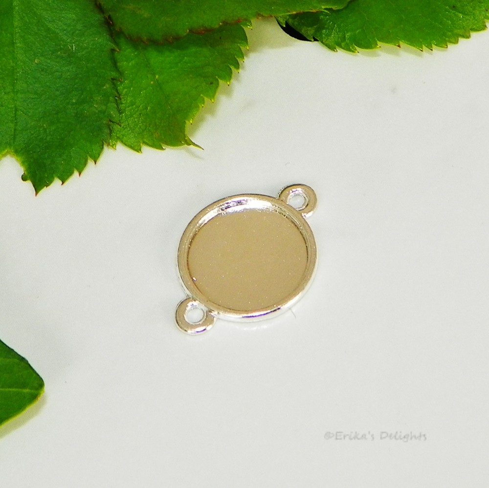 12mm Round Silver Plated Cabochon (Cab) 2 Ring Drop Setting (#A2-05)