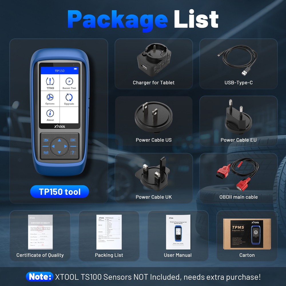 XTOOL TP150 OBD2 Scanner Diagnostic Tool TPMS Programming Relearn Activatation