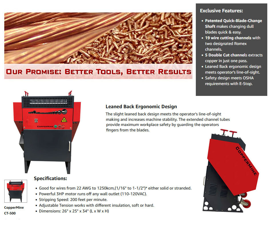CopperMine AUTOMATIC Copper Wire Stripping Machine Powered Cable Wire Stripper