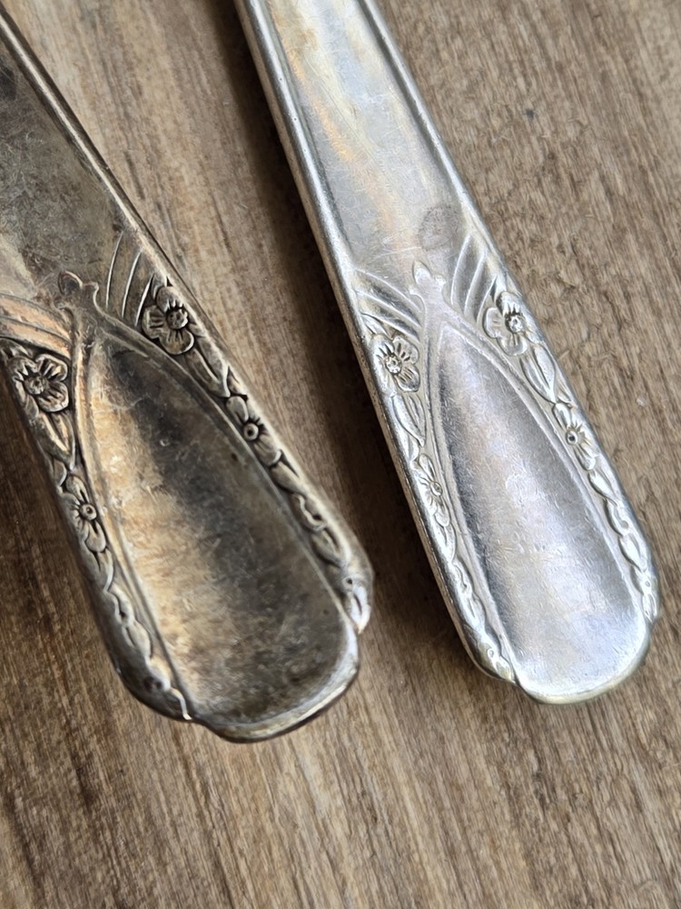 2 Vintage H Wm. Rogers Original Rogers 7-2/16” Silver Plate Serving Spoons