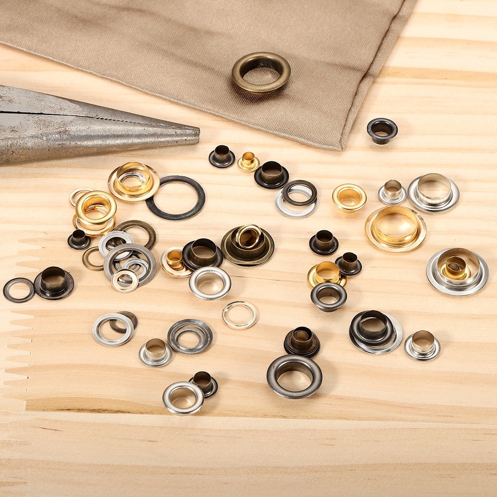 100 Sets Grommets Eyelets, 4mm Brass Self Backing Eyelets, Gold Tone