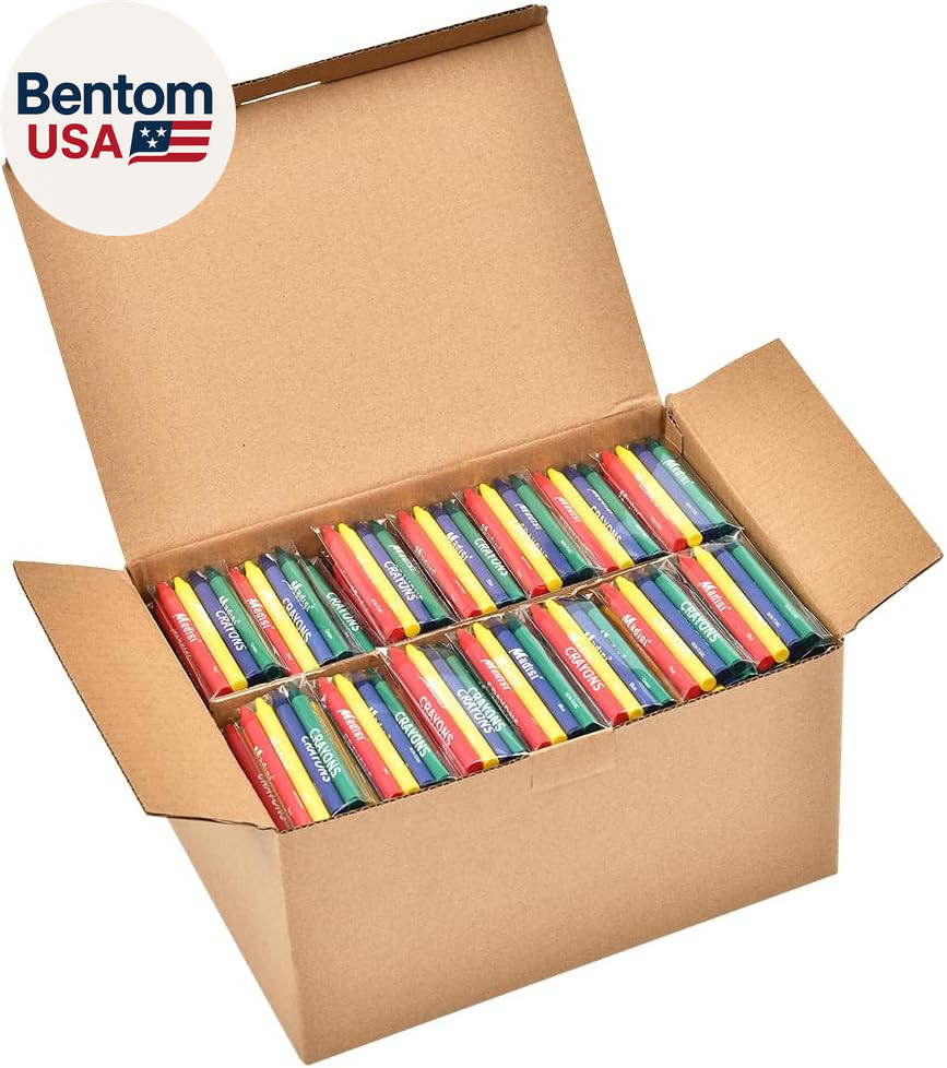 Crayons Bulk Pack, Regular Size, 4 Colors, Cellophane 250 Packs, 1000 Count