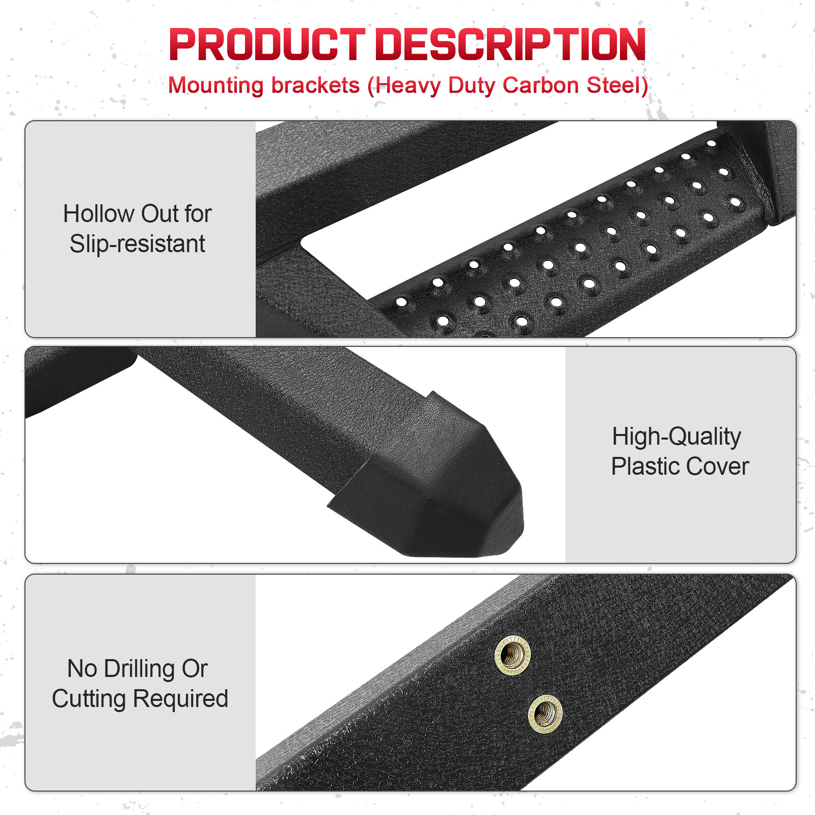 For 2005-2023 TOYOTA Tacoma Double Cab 3" Side Step Drop Bar Running Board BCKA